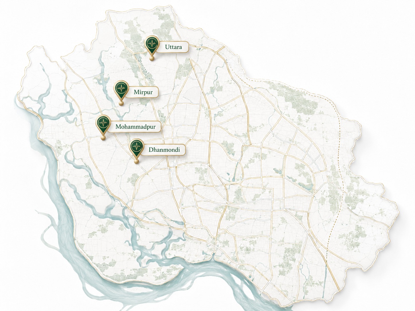 Our service areas across Dhaka